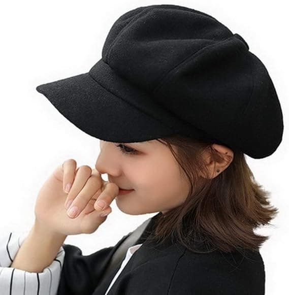Kvinders Newsboy Hat Cabbie Cap Visir Baret Toppet Vinterhue
