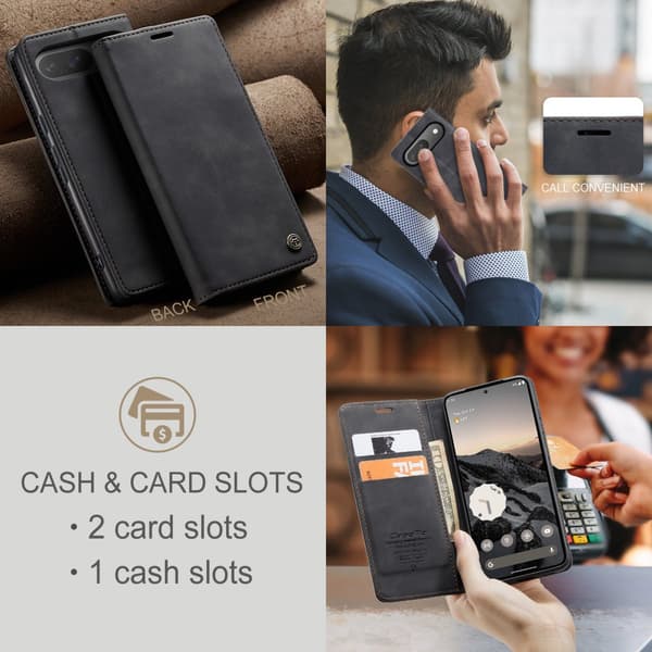 CaseMe Slim Plånboksfodral Google Pixel 10 Pro Svart