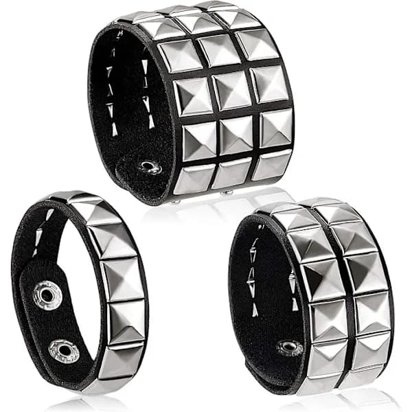 3 st 80-tals lädernitpunkarmband nitarmband för mig