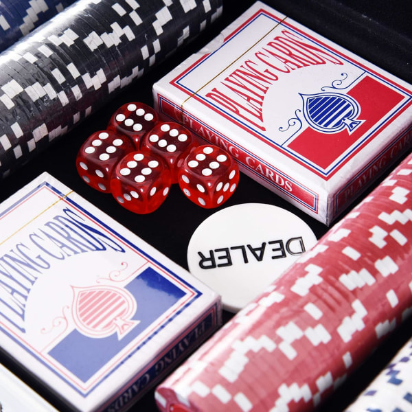 Poker-Chip-Set för Texas Holdem, Blackjack, Gambling med Tragetasche