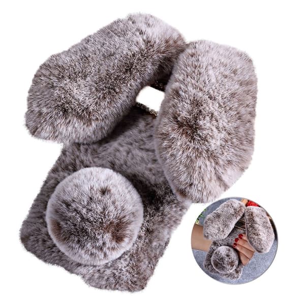 Fluffy kanin Samsung Galaxy S10 deksel - Brun Brun