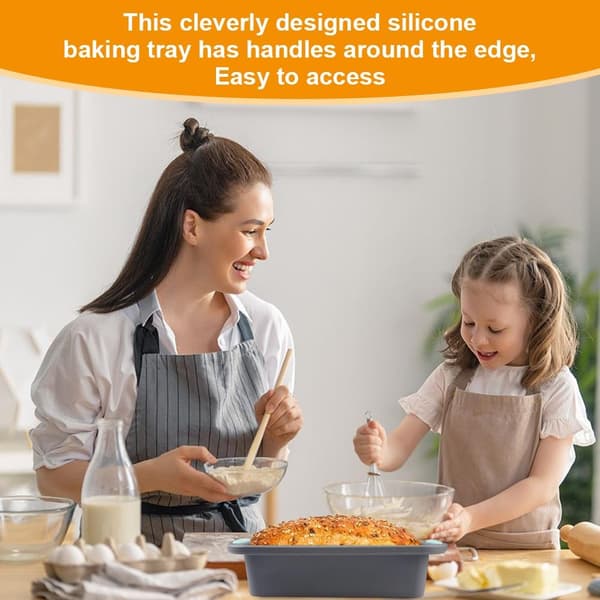 Rektangulær silikone brød- og kageform, non-stick bageform, kage- og brødboksform, BPA-fri, 27,8 x 12 x 6,5 cm, lysegrå.