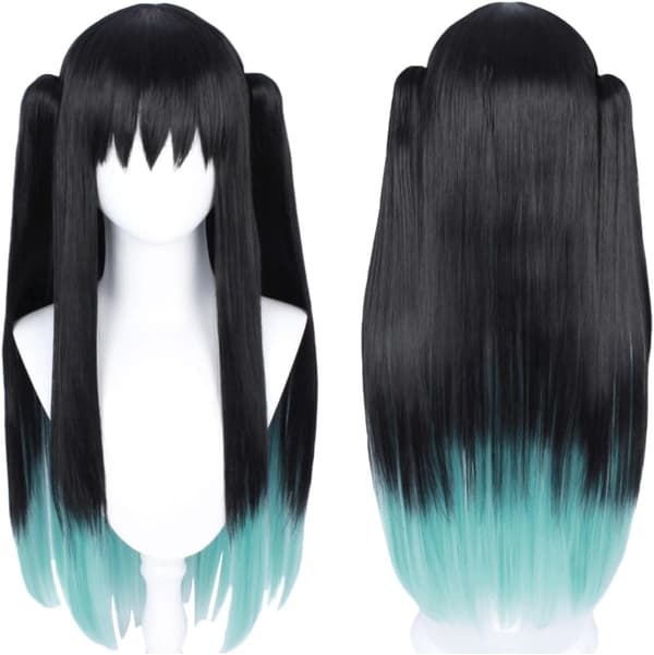 Lång syntetfiberperuk för cosplay + perukmössa