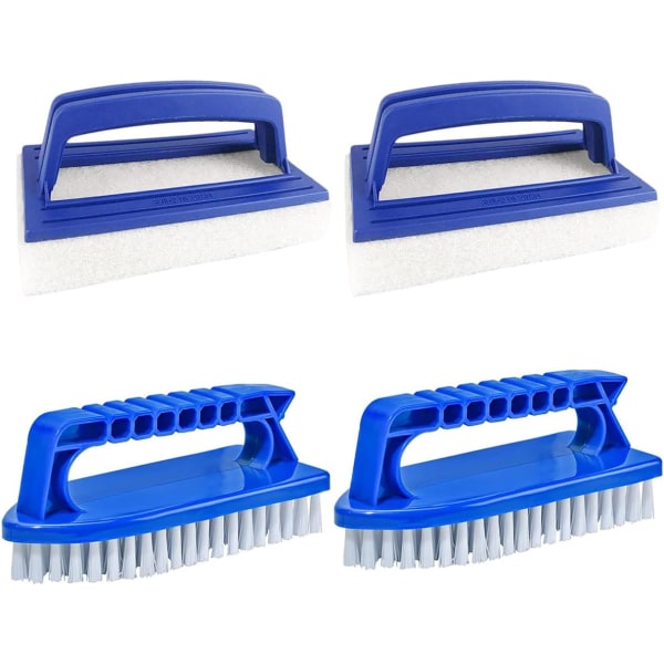 Pool Sponge Brushes, 4 st Water Line Cleaning Brush Swimming Pool Brush Cleaning Plastic Pool Brush with Handle for Spa Small Swimming Pools Bathtubs