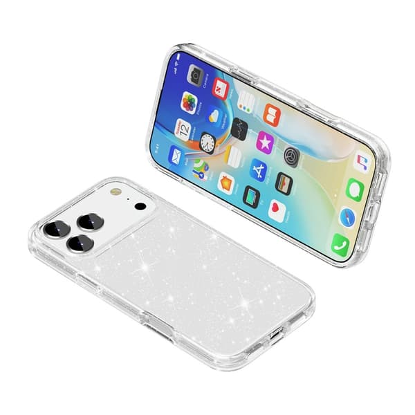 iPhone 17 Pro Deksel Hybrid Glitter Hvit