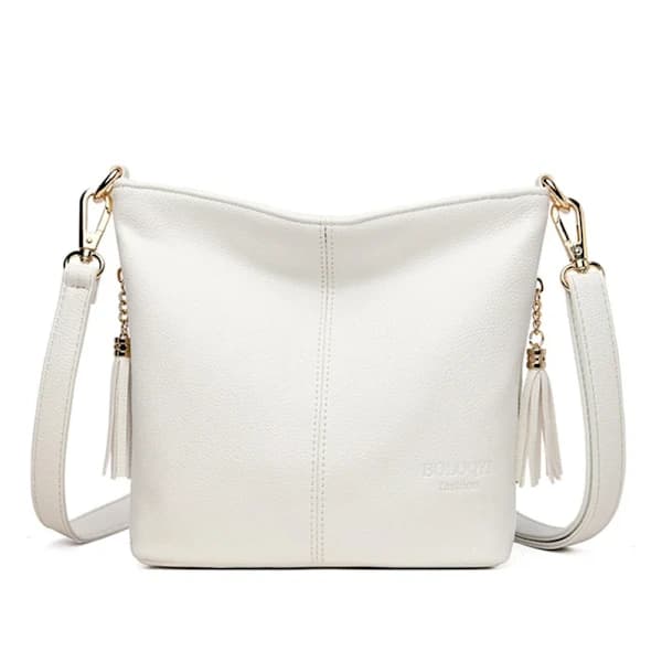 Äkta tofsar damhandväskor crossbody-väskor för kvinnor läder lyxiga handväskor och plånböcker damaxelväskor designer hinkväska blå