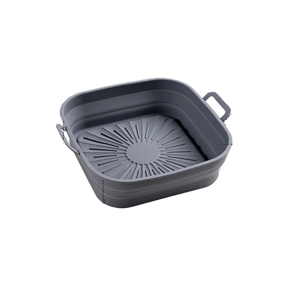 Vikbar fyrkantig Air Fryer Silikonform 17,5 cm Grå Grå