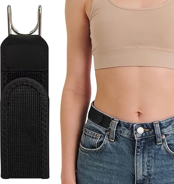4-pak usynlige elastiske bælter med metalkroge, spændeløst design, unisex elastiske bælter, velegnet til...