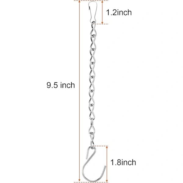To hængende kæder til fuglefoderautomater, urtepotter, lanterner og dekorationer (24 cm, sort), sølv