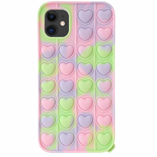 Fidget Pop It Simple Dimple Silikone Cover - iPhone 12 Grøn-Gul-Blå-Pink