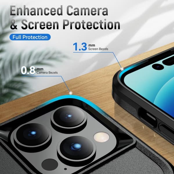 iPhone 15 Pro Max Hybridcover med Fingerring & Metalplade - Sort Sort