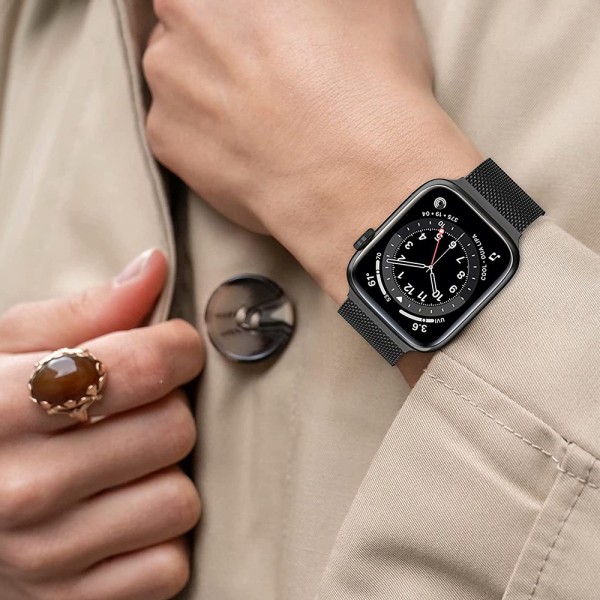 Magnetband kompatibelt med Apple Watch Mesh Milanese-rem med justerbar ögla, metallarmband för applewatch-rem