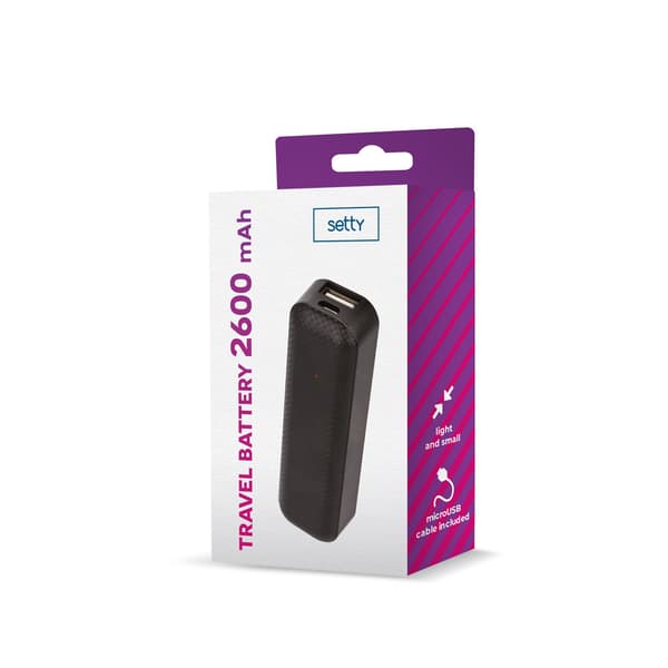 Setty powerbank 2600 mAh mini sort