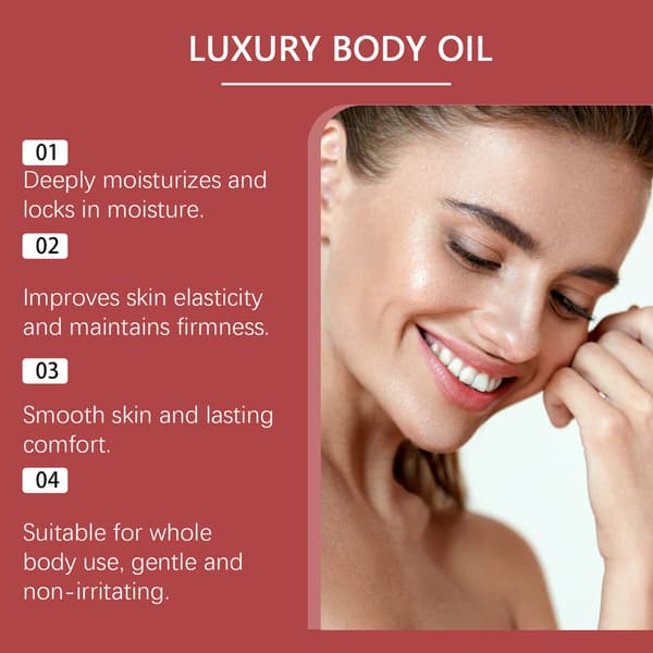 Elastisk kroppsolja vårdar skonsamt hela kroppen, återfuktar, återfuktar, slätar ut och fräschar upp.