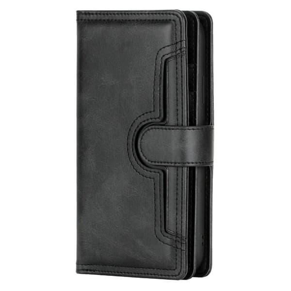 iPhone 14 Plus Pung Etui Ægte Læder Flip - Sort Sort