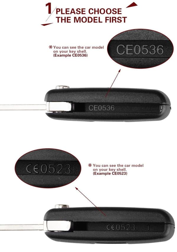 Nøgleskal med to knapper CE0523 VA2 nøgleemne, egnet til Citroën, sort, one size fits all.