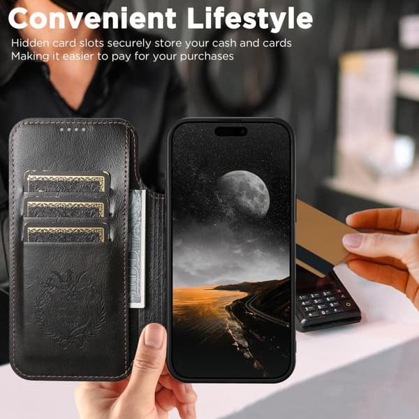iPhone 17 Cover - læder med magnetisk MagSafe Sort