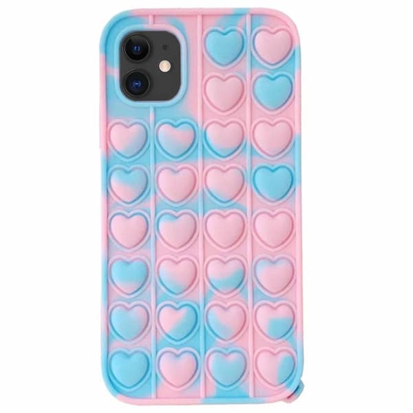 Fidget Pop It Simple Dimple silikonikuori - iPhone 12 vihreä-keltainen-sininen-pinkki