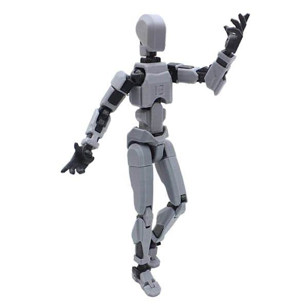 Rörlig robot med flera leder, 3D-printad skyltdocka 13, grå