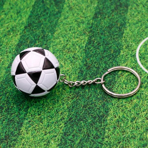 Fodboldnøglering, matchboldsouvenir, sort + hvid