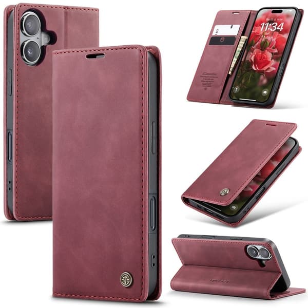 CASEME iPhone 16 Cover Flip Læder Bourgogne