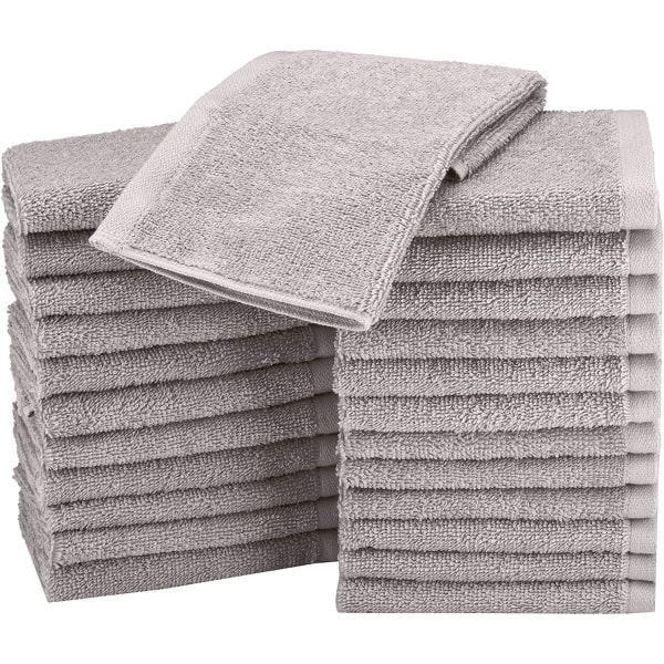 Tvättlappar i frotté bomull - förpackning om 24, grå