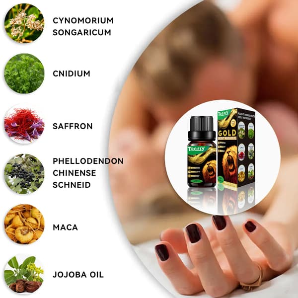 Forstørret olie til mænds intime massage (10 ml) til voksne.