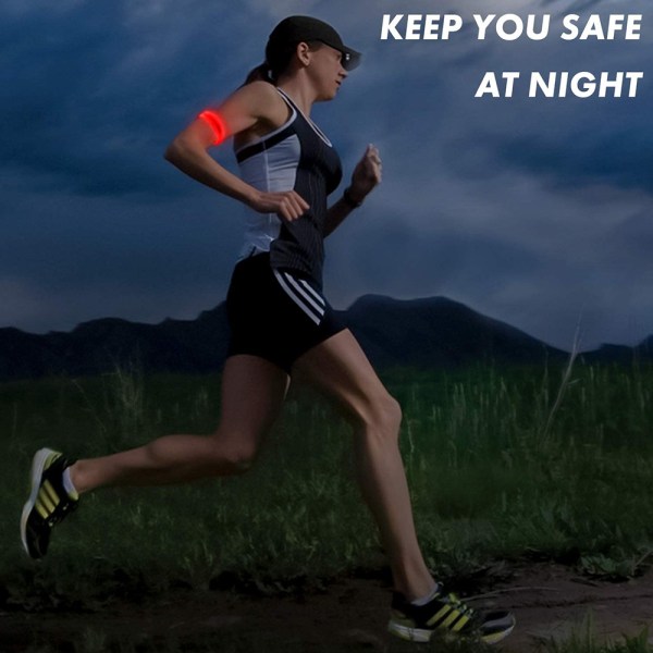 2 stycken reflekterande LED-ljusarmband ljusband barn natt säkerhetsljus för löpning jogging hundvandring löpning utomhus sport（Röd laddningsmodell)