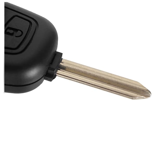 Sort dobbeltknaps bilnøglehus til Citroën, ubeskåret nøgleemne, one size fits all.