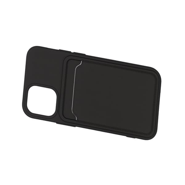iPhone 12 Mini silikonikuori korttipidikkeellä - musta musta