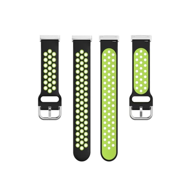 Fitbit Sense / Versa tofarvet silikone urrem - Sort / Lime Grøn