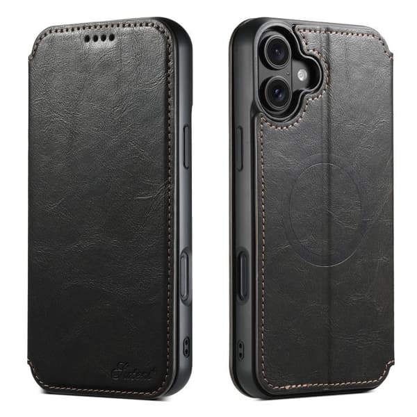 iPhone 17 Cover - læder med magnetisk MagSafe Sort