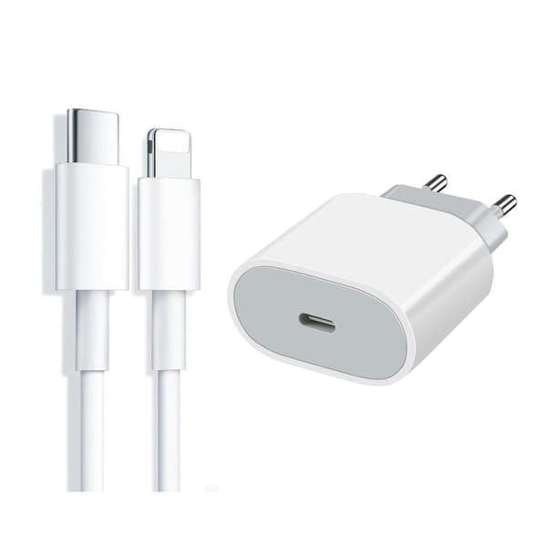 iPhone Oplader Hurtig Oplader - Adapter + Kabel 25W lightning - USB-C 2m