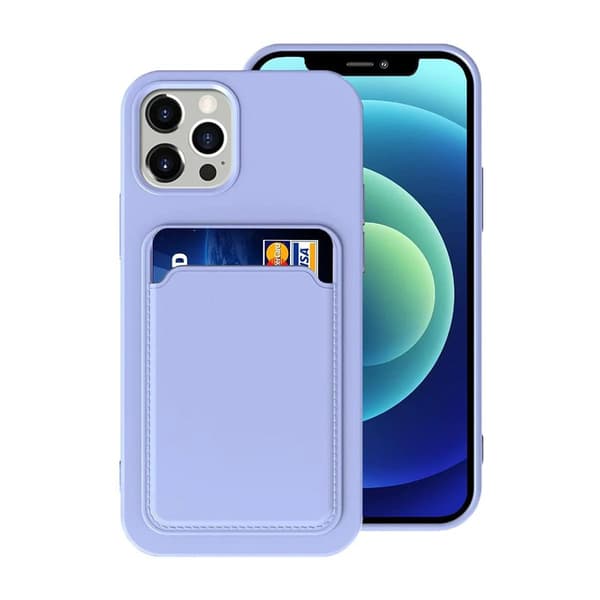 iPhone 12/12 Pro silikondeksel med kortholder - lilla