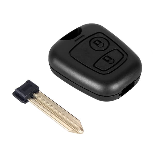 Sort dobbeltknaps bilnøglehus til Citroën, ubeskåret nøgleemne, one size fits all.