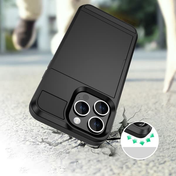 Til iPhone 15 Pro cover med kortholder Sort