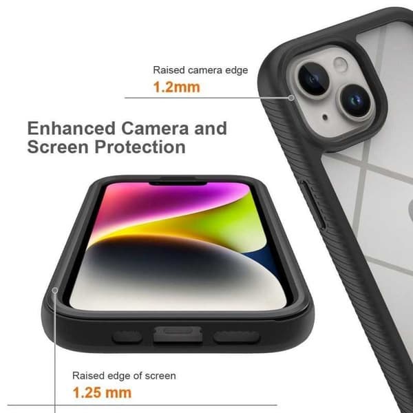 iPhone 14 Plus täysin peittävä Premium 3D -kotelo 3in1 ThreeSixty läpinäkyvä