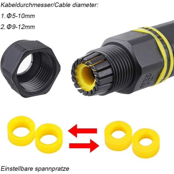 Connecteur de câble extérieur för boîte de jonction étanche - Paquet de 6 coupleurs de manchon extérieur pour connecteur IP68