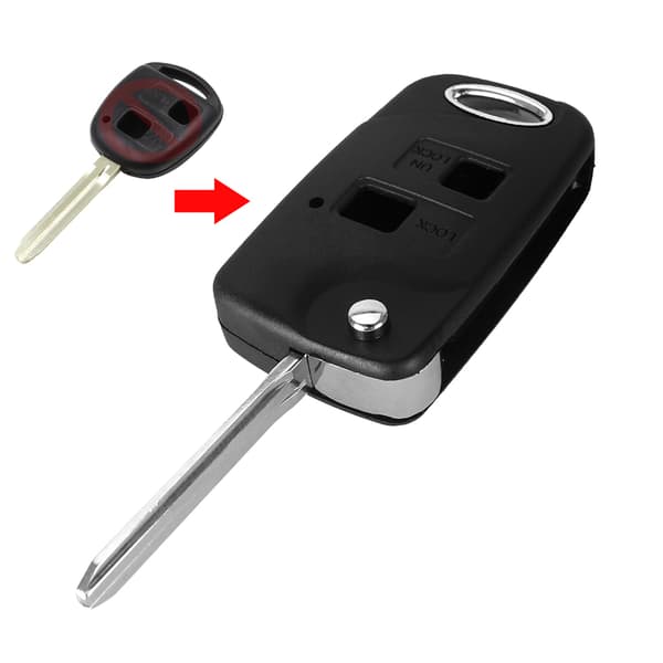 2-knaps bilnøgleudskiftning + tastatur til Toyota Sort one size