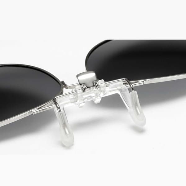Oppfellbare polariserte pilot-clip-on solbriller metall sølv sølv