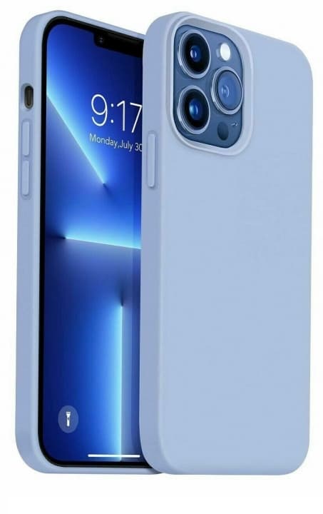 Silikone beskyttelsescover til iPhone 14 Pro Max, lyseblå.