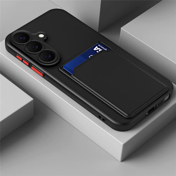 Fleksibelt TPU-kortholderetui til Samsung Galaxy S26 - Sort Sort