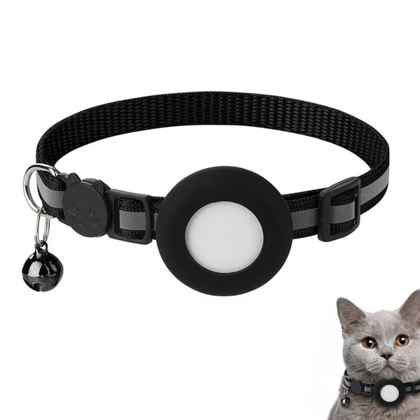 MINE Reflektierendes Airtag-Katzenhalsband med GPS-Halterung, Sicherheitsschnalle och Glocke für Katzen, Kätzchen, Welpen