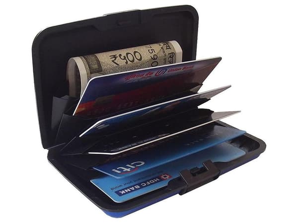 Korthållare i aluminium - RFID-säker Blå