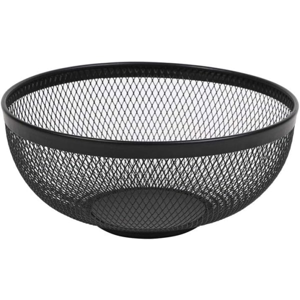 JHY DESIGN Fruktkorg i mesh 10,5'' diameter Stor godiskål Stor svart rund dekorativ skål för köksbänkskiva (svart)