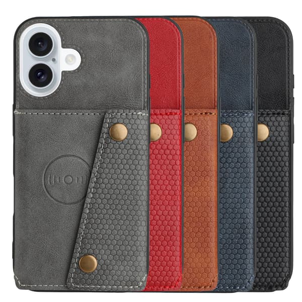 iPhone 16 - Stilfuldt etui med kortholder Sort