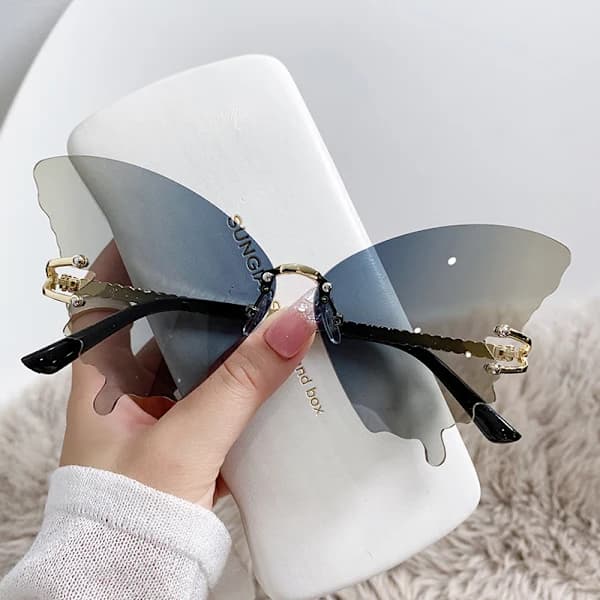 Sommerfugl Solbriller Kvinder Mode Store Ramme Gradient Nuancer Trendy Gade Foto Solbriller Gradient Grå