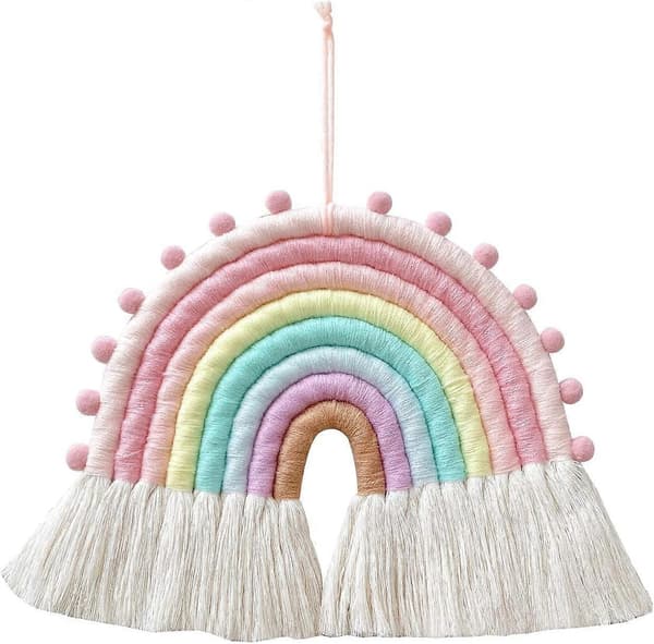 Vävd Pompom för Barnrum, Handgjord Bomullsaccessoar för Spädbarn och Småbarn (Rosa)