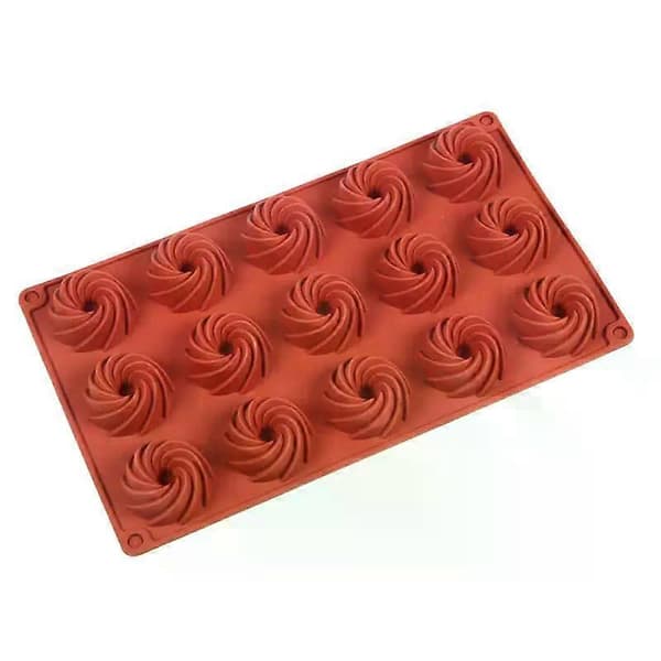 1/2/4 STK Mini Spiralformede 15-hulrum Silikone Kageforme 1pc