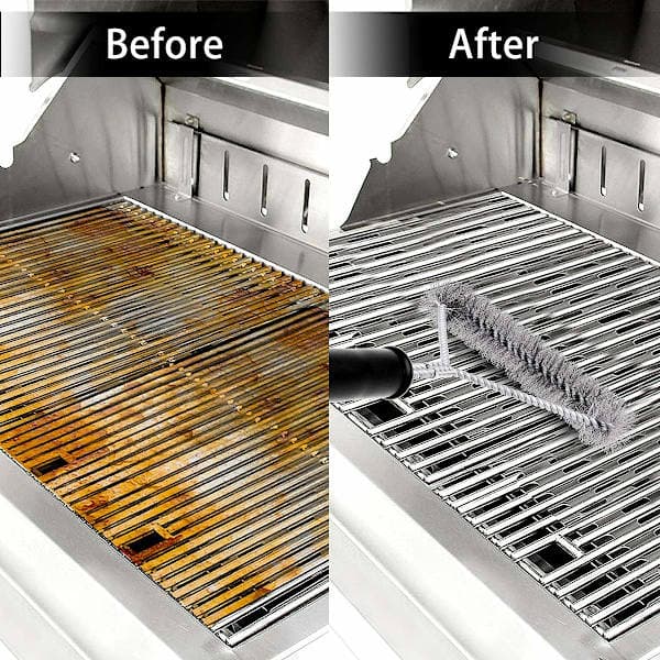 Grillborste - Triangulära borst i rostfritt stål för snabb och effektiv rengöring av alla grillar (30 cm)